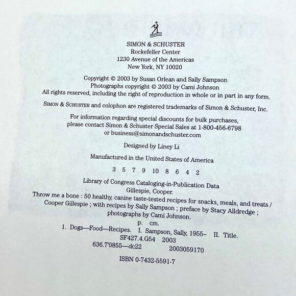 Throw Me a Bone Dog Treat Cookbook 2003 Cooper Gillespie Sally Sampson - Picture 2 of 7